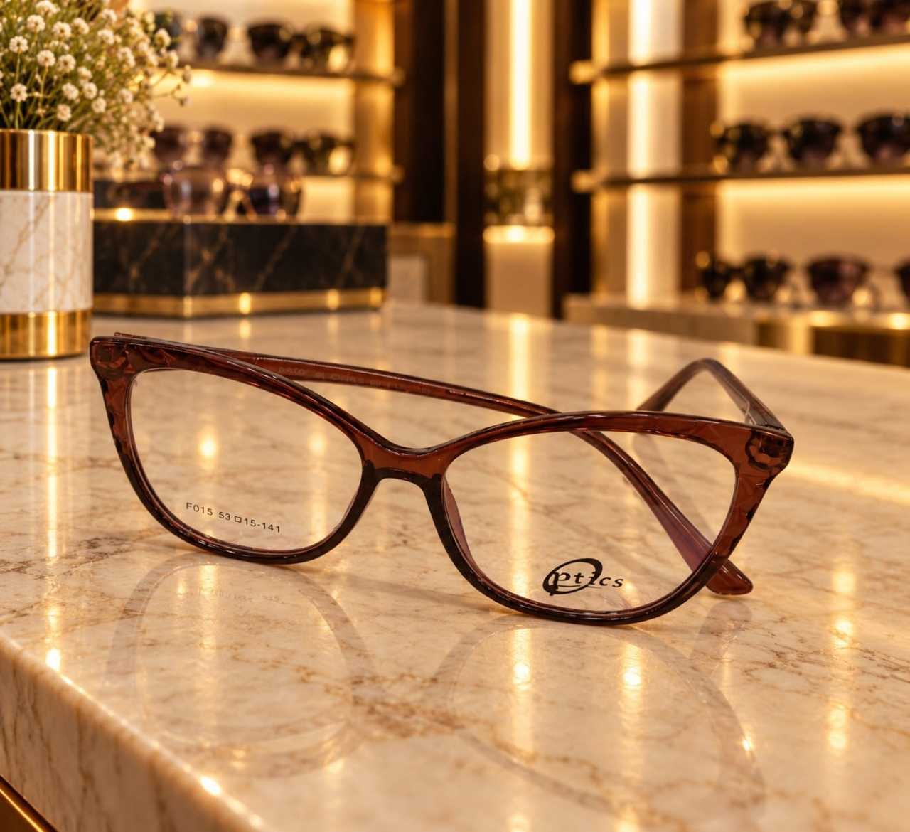 إطار بصري أنيق بني شفاف - Optics (F015) — أسود