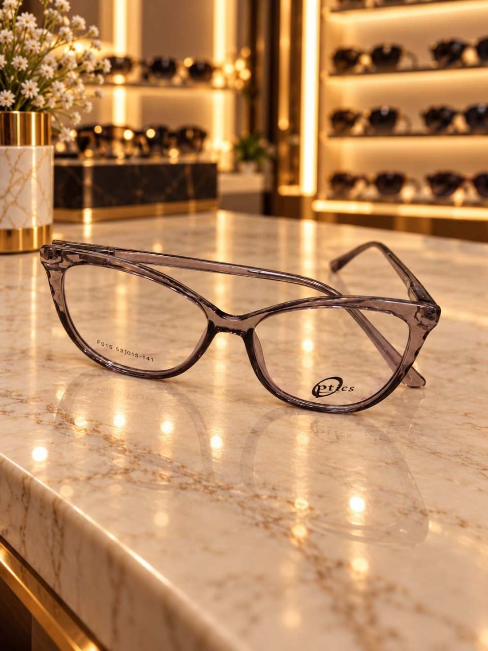 إطار بصري أنيق رمادي شفاف - Optics (F015) — أسود