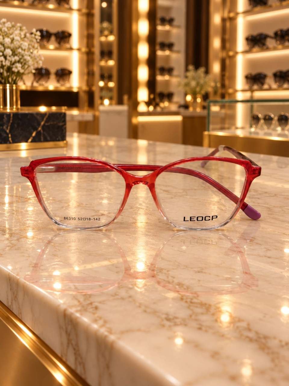 إطار بصري أنيق أحمر شفاف - LEOCP (86310)    — أسود