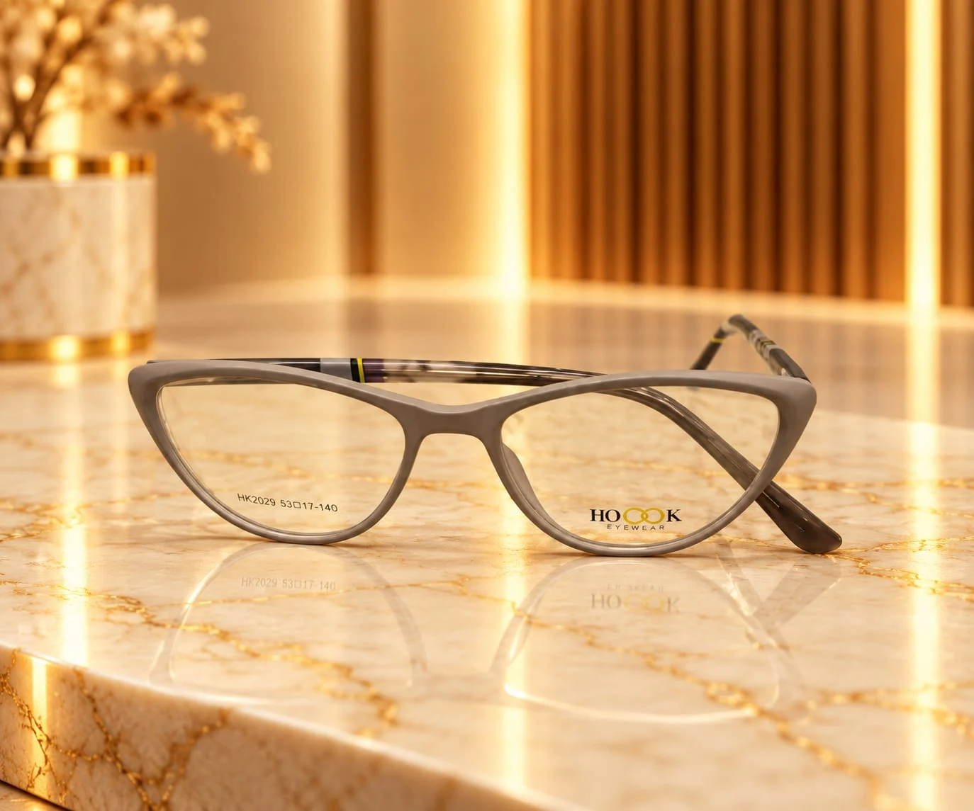  إطار طبي كبّاس (Cat-Eye) رمادي - HOOK (HK2029)    — أسود