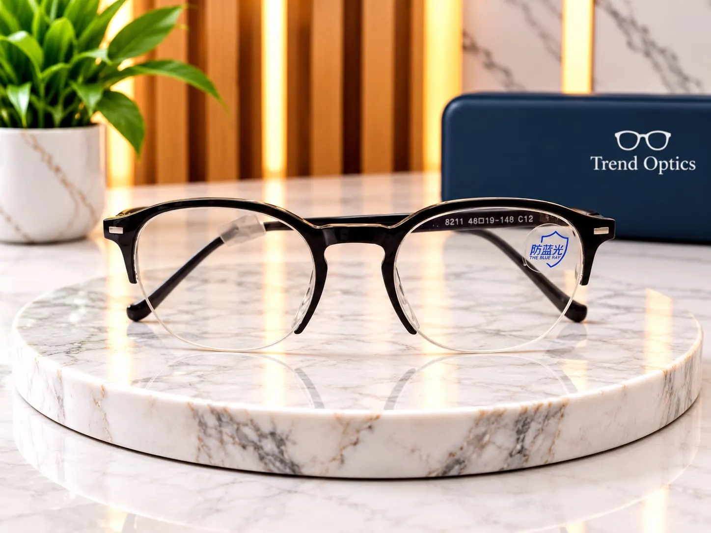 إطار طبي أسود نصف إطار (Browline) - (8211) — أسود