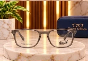 إطار طبي رمادي شفاف مستطيل - Persol (PT804) — أسود